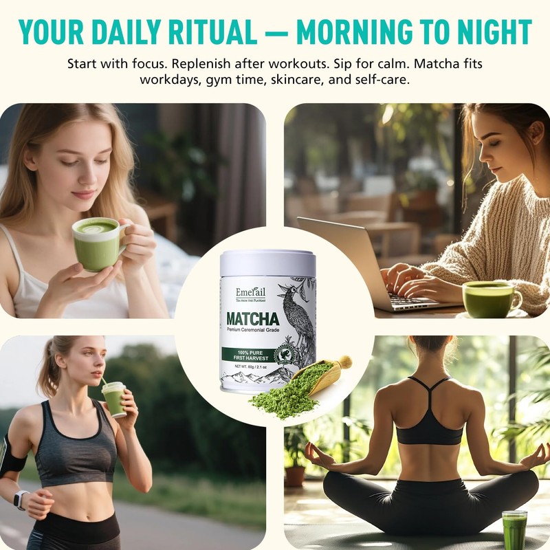 Emerail Ceremonial Grade Green Tea Matcha Powder, Premium First Harvest