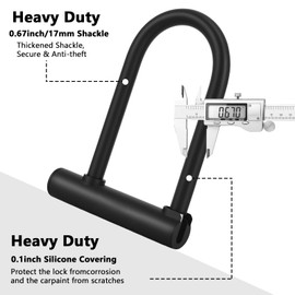 Bike Lock - 18mm Heavy Duty Bike U Lock with 4Ft/1.2M High Security Steel Cable & Sturdy Mounting Bracket and Key, Key Anti Theft Bicycle Secure Locks for Road, Mountain, Electric & Folding Bike
