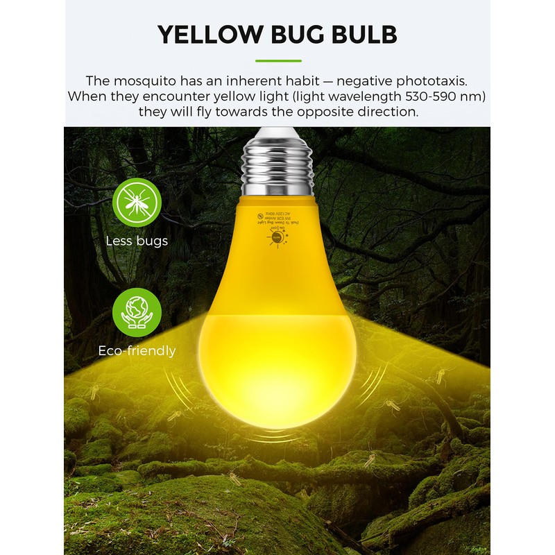 LOHAS Dusk to Dawn Bug Light Bulb Outdoor, A19 Yellow