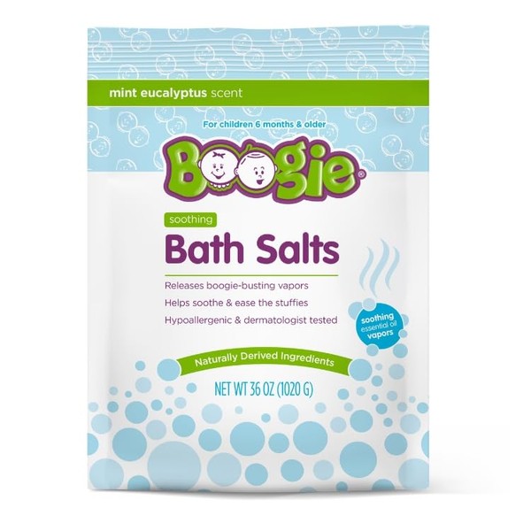 Kids Soothing Bath Salts by The Makers of Boogie Wipes, Hypoallergenic, Naturally Derived, Made with Natural Essential Oils, 36oz Eucalyptus - Pack of 1