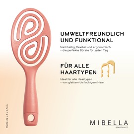 MIBELLA BEAUTY & CO Hair Brush without Pulling for Men and Women - Detangler with Spiral Cushion for Gentle Head Massage Sustainable Made of Wheat Straw