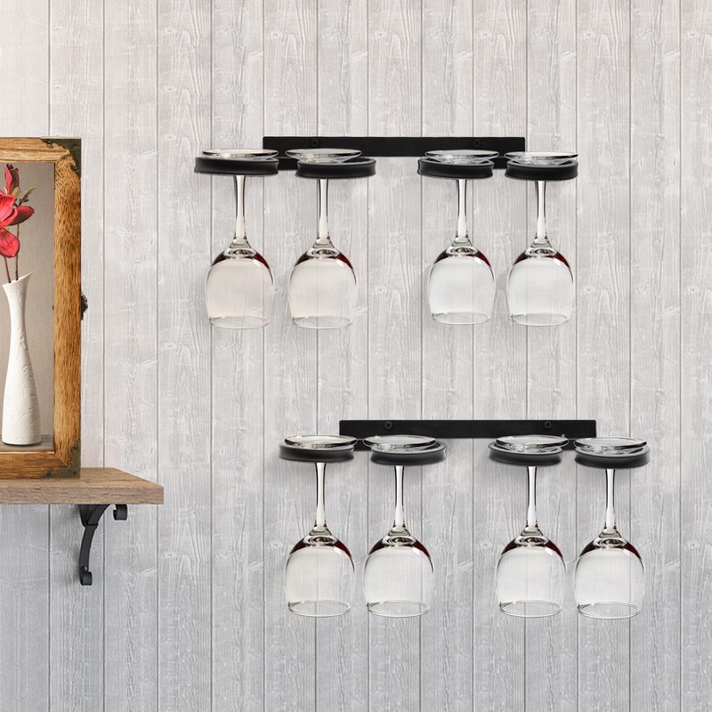 SAMGUYUE 2 Pcs Wall Mounted Wine Glass Rack Stemware, Metal