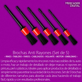 Mercader Digital 2 Sets 5 Brochas Limpieza Detallado Automotriz Cepillo Coche