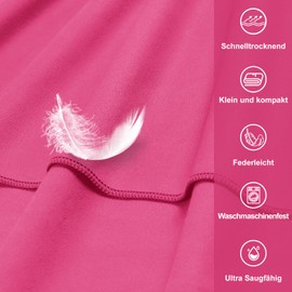 Pameil Microfaser Handtücher |120x50cm| Fitness Handtuch mit Reißverschluss, Kompakte & Schnelltrocknend Sporthandtuch, Strandhandtuch, Mikrofaser Badetuch (Rose Rot)