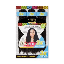 Cherish Passion Twist/Crochet Hair, 35.5 cm (14 inches) Length / 3-Pack Value Bundle/Colour 1B