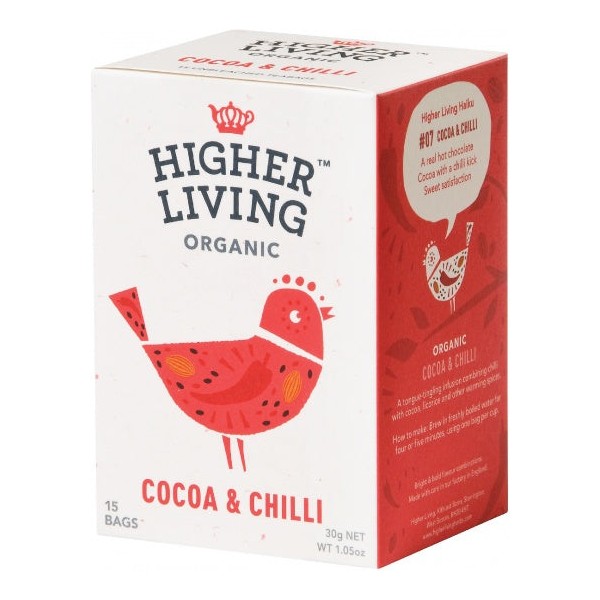 Higher Living Organic Cocoa & Chilli Tea 15 Teabags