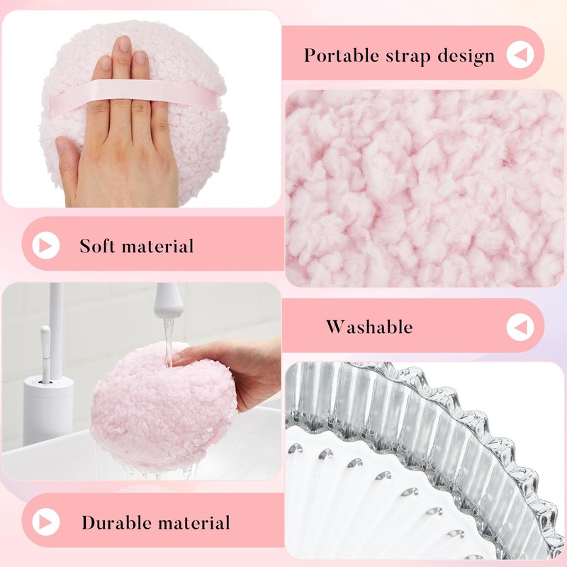 Tioncy 2 Pcs Extra Large Dusting Powder Puff and Container