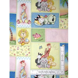 Quality Fabric Nursery Baby Fabric Bazooples Animals Sweet Dreams 100% Cotton Yard 36 x 44 Inches