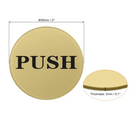 PATIKIL Push Pull Door Sign, 2 Pack Self-Adhesive Round Acrylic Gate Sticker Wall Marker for Office Store Shop, Golden