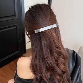 Allereyae Silver Metal Hair Clips Pin Rectangle Hair Clip Barrette Metal Bobby Pins Hairpins Minimalist Side Clip Barrette Rectangle Pin Clips Decorative Hair Accessories for Women(Silver1)