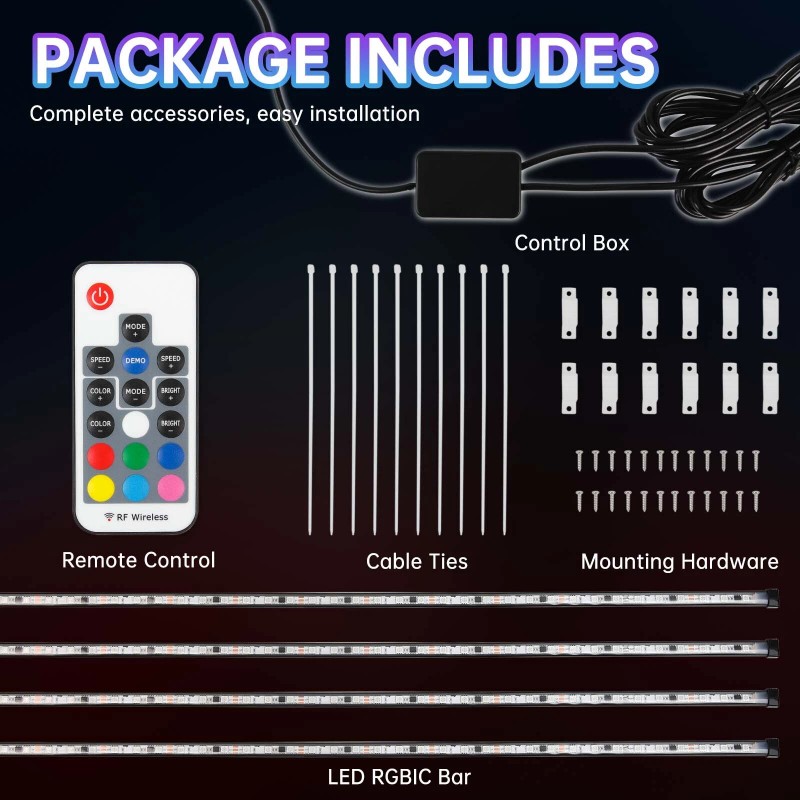 KEEPDSGN 6PCS RGB LED Underglow Underbody Neon Light Strip Kit