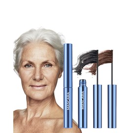 Mascara for Older Women 60 Plus, 2Pcs Black Brown Volumizing Waterproof Prime Mascara Eyelash for Mature Women with Thinning Lashes Volume and Length, Hypoallergenic No Clumps for Sensitive Eye-01+02