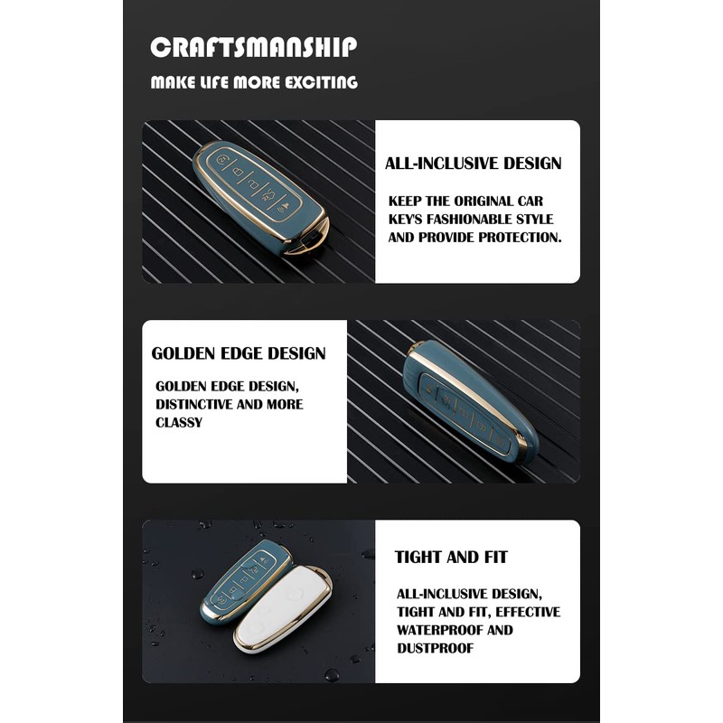 TECART Key Case Fit for Ford Edge Explorer Soft TPU