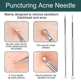 Kzouenzu Pimple Tool Set [8 Pieces], Pimple Squeezing Tool, High-Quality Stainless Steel Acne Blackhead Remover Extractor Tools, for Whitehead Acne on the Nose, Face with Box