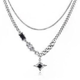Komorebi pierce Men's Necklace, Popular Accessory, Stainless Steel Pendant, Silver Chain, Hypoallergenic, Birthday Gift for Men, Stainless Steel, No