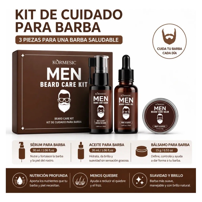 Kit 3 Piezas Crema Para Cuidado Personal Cabello Y Barba