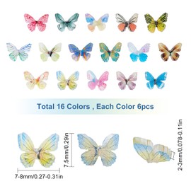 SUNNYCLUE 1 Box Butterfly Resin Charms Colorful 3D Mini Butterfly Cabochons Tiny Flatback Charms for Women Brooch Nails Art Jewelry Making Crafts Phone Decor Stud Earrings Accessories Adult Women