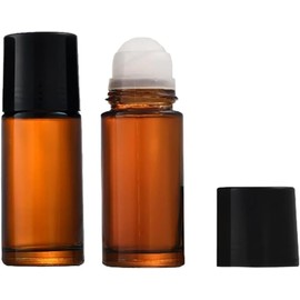 YuanHolumid 2Pcs Brown 50ml Glass Essential Oil Roller Bottles Refillable Roll on Bottles Empty Deodorant Bottle Containers Rollerball Bottles for Fragrance Roller Bottles Refillable Containers