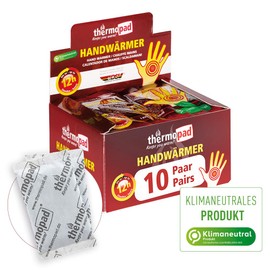 Thermopad Hand Warmer, The Original: 10 Pairs of Heat Pads for 12 Hours of Heat; Instant-Use Pocket Warmers; Extra-Warm Heatpad, Ideal for Outdoor Activities and Gloves, Hand Heat Pad