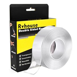 Rvhouse Double Sided Tape 1.18" x 200" Clear Mounting Tape Nano Removable Tough Sticky Adhesive for Carpet Picture Poster Office Home RV Decoration 1 Pack Large Roll