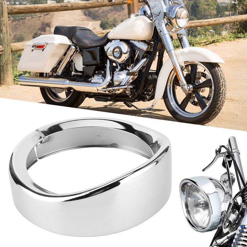 7in Silver Headlight Trim Ring Motorcycle Light for Touring Road