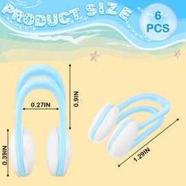 Hiboom Set of 6 Swimming Nose Clip for Kids (Age 7+) and Adult Waterproof Pool Nose Plugs for Diving Swimming and Other Water Sports with Individual Box Packed (Blue,Classic Style)
