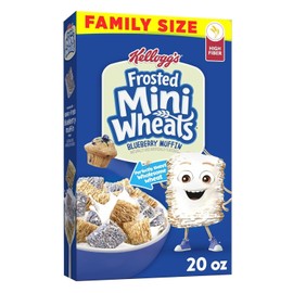 Generic Kelloggs Frosted. Mini-Wheats Breakfast Cereal, Kids Cereal, Family Breakfast, Family Size, Blueberry Muffin, 20 Oz Box, Pack of 2