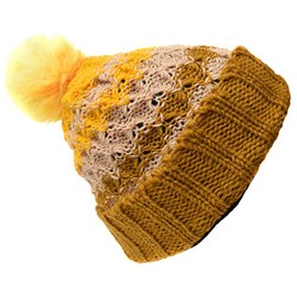 Gheri Woolen Knitted Fleece Lined Pom Pom Bobble Hat K