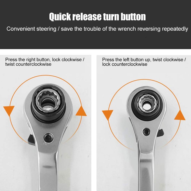 Ever Multi Ratchet Spanner, 8-21 mm 8-in-1 Multifunctional Ratchet Wrench