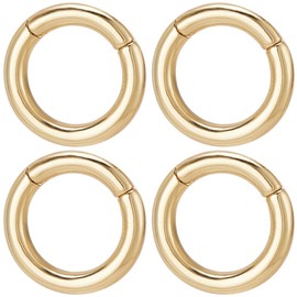 SUNNYCLUE 1 Box 6Pcs 14mm Real 18K Gold Plated Trigger Spring O Rings Round Carabiner Clip Snap Metal Spring Key Ring Buckles for jewellery Making Supplies DIY Keychain Lanyard Leather Bags Purse