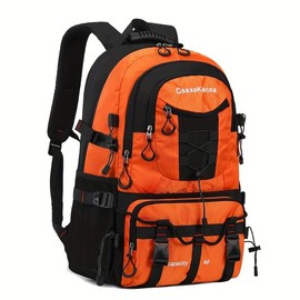 Men's Ultimate Travel Backpack: Durable, Water-Resistant & Lightweight with Detachable Belt Bag - Ideal for Hiking & Gifts - Color: Orange