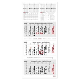Information 3-Month Calendar - School Holidays, Holidays and Yearly Overview 2025, Wall Calendar I 33 x 90 cm, Decorative Large Format with 4 Individual, Perforated Calendar Blocks (Information 3