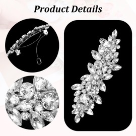 MBAIYO 2Pcs Rhinestone French Barrettes for Woman, Vintage Bridal Wedding Hairpins Silver Sparkly Crystal Hair Clips for Bridal Brides Wedding