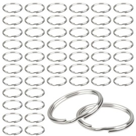 TOAOB Pack of 100 Key Rings Split Rings Metal Open Jump Rings Round Flat Key Ring Silver 20 mm Jump Ring Set Double Ring Jump Rings for Keys Pet Tag Art Craft Making