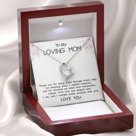 Mom Necklace For Women, Beautiful Pendant For Mother’s Day, Jewelry For Mom From Son, Heartfelt Gifts For Mother, Birthday Gifts For Her From Daughter (Luxury Box, 14k White Gold)