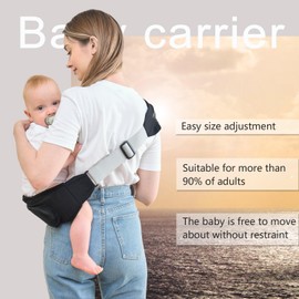 Infant Sling, Single Shoulder Strap for Children, Simple Ergonomic Sling, Suitable for (6-48 Months) Weight (8-48 pounds), During The Baby Learning to Walk (Black)