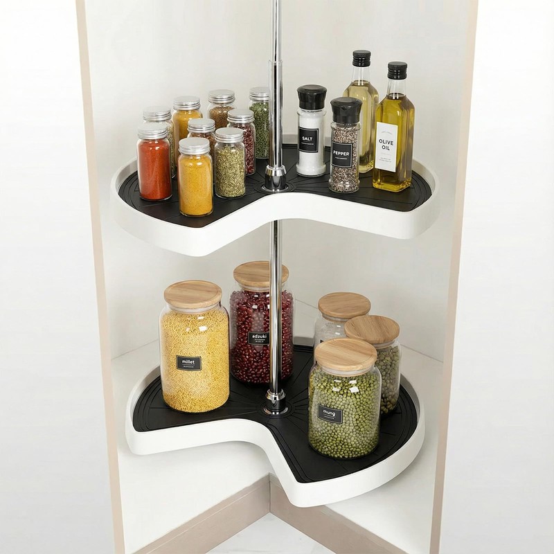 PercyEffie 2pcs Lazy Susan Shelf Liner 27In Silicone Lazy Susan
