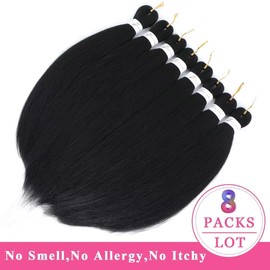 Msloosily 1b Braiding Hair Pre Stretched 20INCH 8Packs Pre Stretched Braiding Hair For Braiding Natural Black Kids Braiding Hair Pre Stretched Synthetic Hair Extensions(#1b,8Packs,20inch)