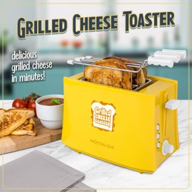 Nostalgia Grilled Cheese Toaster with Easy-Clean Toaster Baskets and Adjustable Toasting Dial with Wide Slots