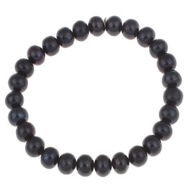 Treasure Bay Stunning Freshwater Pearl Bracelet For Women Girls - Presented in a Beautiful Jewellery Gift Box (Black)