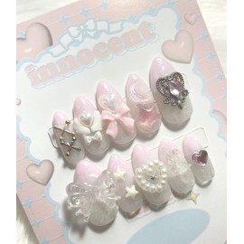 Pinky Milky Handmade Nail Tips - Square / 핑키밀키 수제네일팁 - 스퀘어