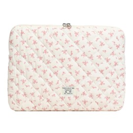 Puffy Laptop Sleeve 13-15.6 Inch Cute Quilted Laptop Protective Case Floral Laptop Sleeve Padded Laptop Bag for MacBook
