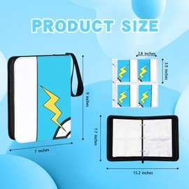 Card Binder 4-Pockets, 400 Pockets Cards Holder with 50 Removable Sleeves, Trading Game Card Collector Zipper Albums Holder,Display Storage Carrying Case Folders Book (Blue)