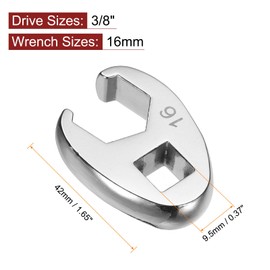 HARFINGTON Drive Crowfoot Wrench 3/8" Drive 16mm Metric Fractional Crowfoot Flare Nut Wrench 40Cr Chrome Plated Open End Crowfoot Wrench for Mechanics Automotive Repair Work