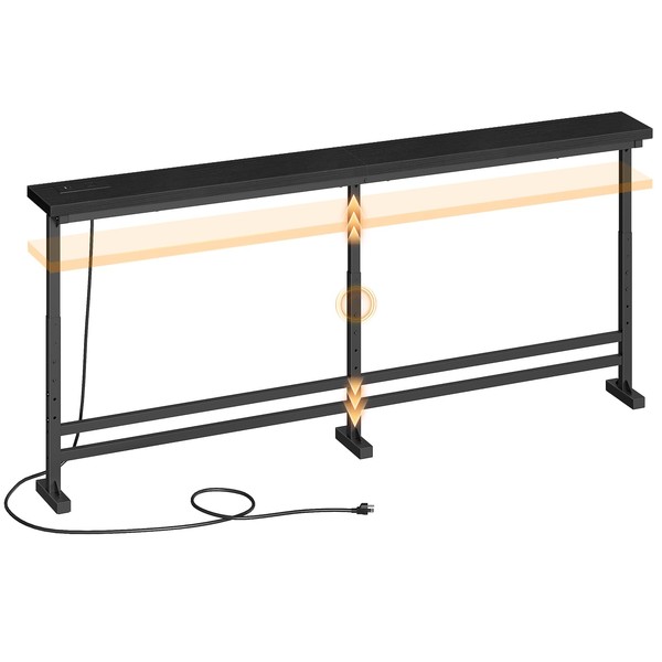 YATINEY 70.9" Console Table with Adjustable Height (27.6"-35.4") and Power