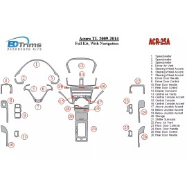 BDTrims Dash Trim Kit for 2009-2014 Acura TL - Full Kit