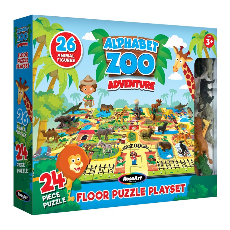 RoseArt Kids Floor Puzzle Playset - Alphabet Zoo Adventure -