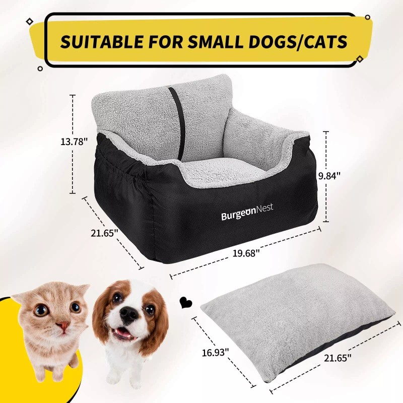 BurgeonNest Dog Car Seat for Small Dogs, Fully Detachable and