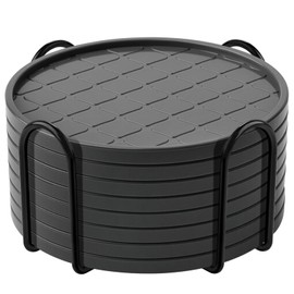 Coasters Set of 8,Hot or Cold Drink Coasters with Holder,Modern Style Coffee Table Coaster,Suitable for Kinds Cups Beer,Drink,Coffee,Anti-Overflow Tabletop Protection(Gray, 8pcs)