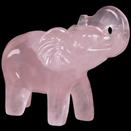 Hguxmcu 2 Inch Rose Quartz Crystal Elephant Sculpture Handcrafted Healing Stone Animal Figurine Spiritual Home Decor Lucky Charm Gift for Wealth Success Positive Energy and Meditation Lovers